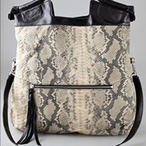 Python printed leather tote